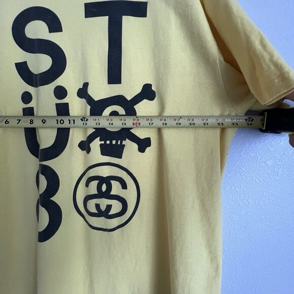 Vintage Stussy Skull Crossbones Shirt Size XXL Yellow - Picture 6 of 6